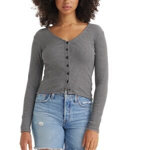 Levi’s Women's Muse Ribbed Long-Sleeve Button-Up Top